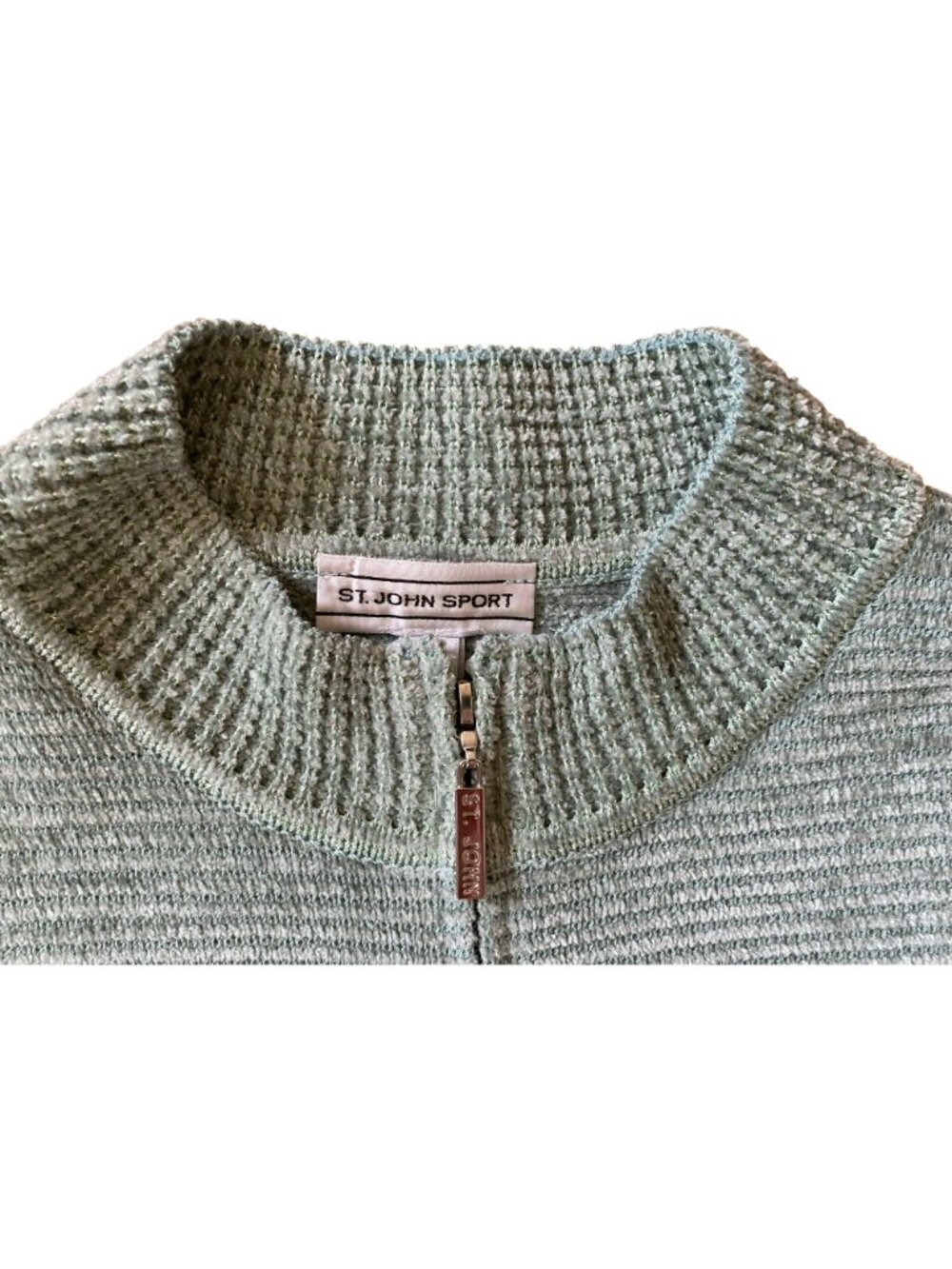 St John Sport Pastel Green Full Zip Cardigan Seafoam Size L - Picture 9 of 11